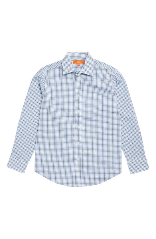 Tallia Kids' Plaid Long Sleeve Button-up Shirt In White / Yellow