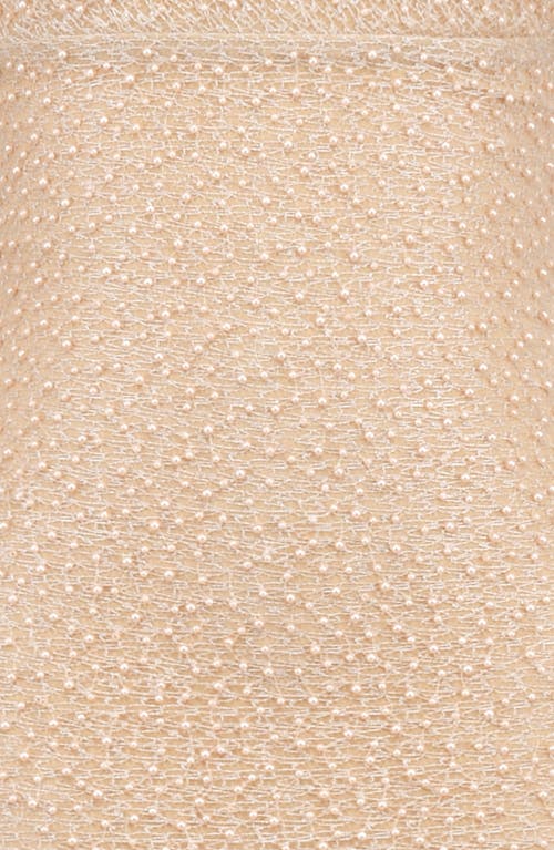 Shop House Of Cb Calla Beaded Mesh Overlay Gown In Bleached Sand