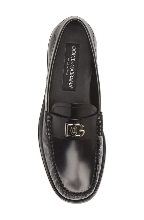 Dolce & Gabbana Dg Medallion Leather Classic Loafers In Nero