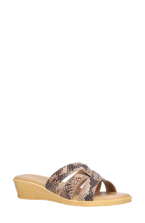 TUSCANY by Easy Street Tazia Wedge Slide Sandal in Natural Snake Faux Leather