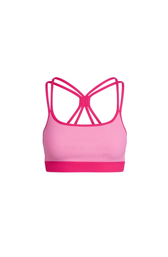Shop Electric Yoga Color Block Rib Bra In Sachet Pink/pink Yarrow