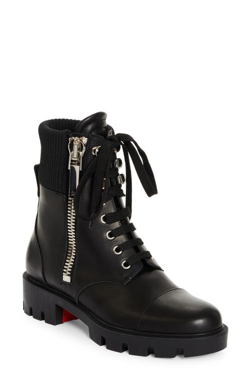 Christian Louboutin En Hiver Lug Leather Combat Boots In Black