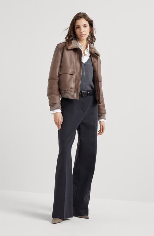 Shop Brunello Cucinelli Loose Flared Trousers In Anthracite