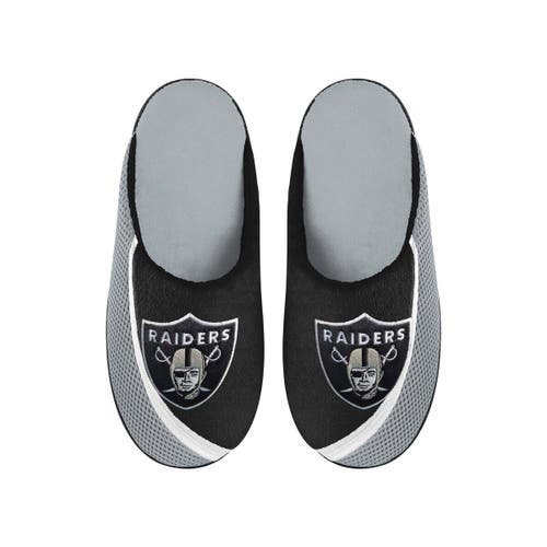 Men's FOCO Las Vegas Raiders Big Logo Color Edge Slippers in Gray