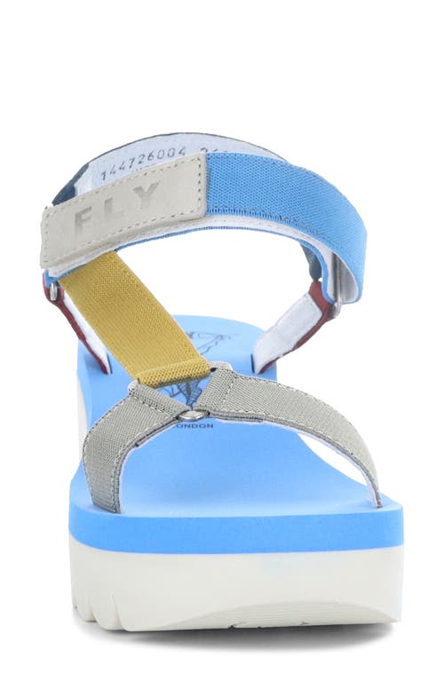 Shop Fly London Yefa Wedge Sandal In Multi/azure Grograin/cupido