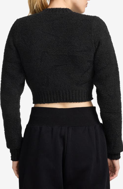 Shop Nike Phoenix Bouclé Long Sleeve Crop Top In Black