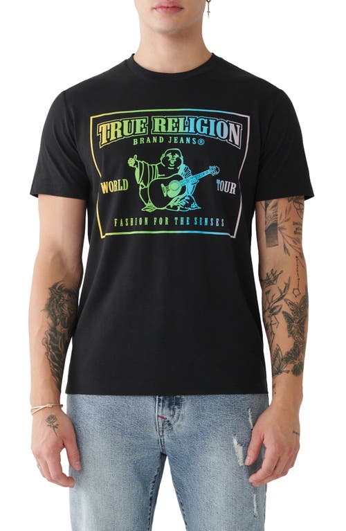 True Religion Brand Jeans Rainbow Buddha Graphic T-Shirt in Jet Black