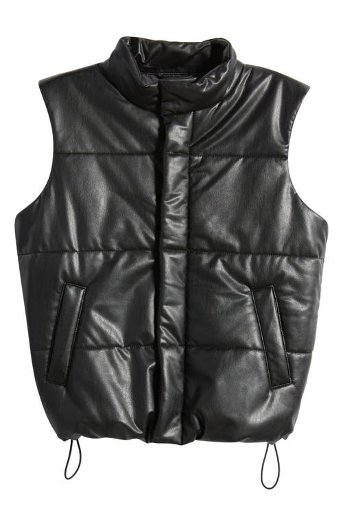 Freshman Kids' Quilted Faux Leather Vest in Black