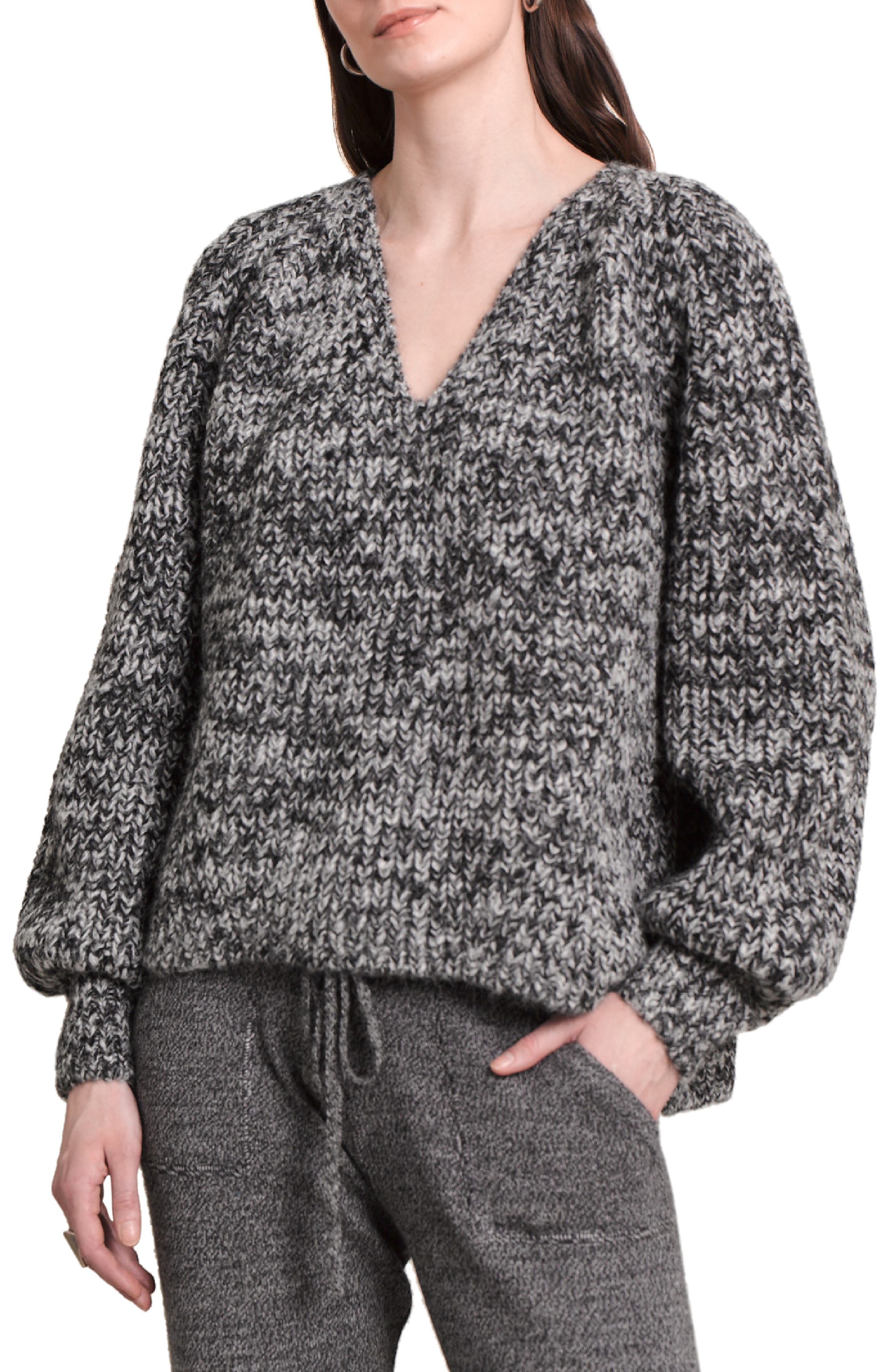 Eleven Six Tess Alpaca Blend Sweater in Salt And Pepper at Nordstrom