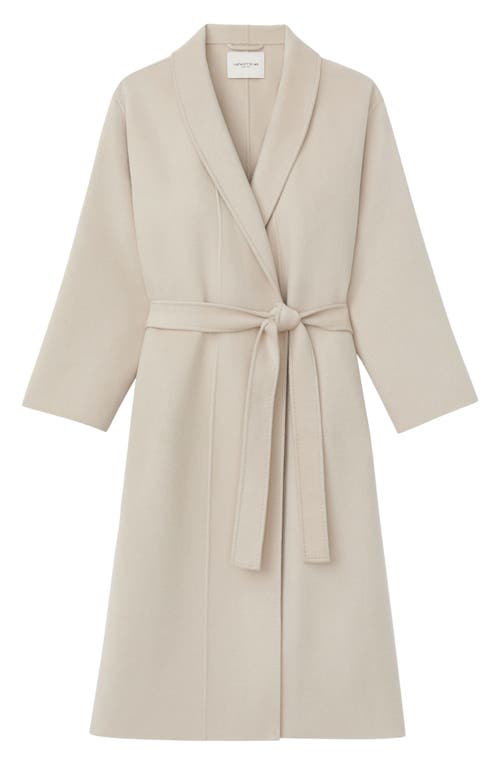 Shop Lafayette 148 New York Shawl Collar Cashmere Double Face Wrap Coat In Ecru