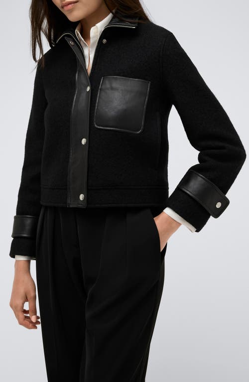 Kenneth Cole Wool Blend Crop Jacket In Black