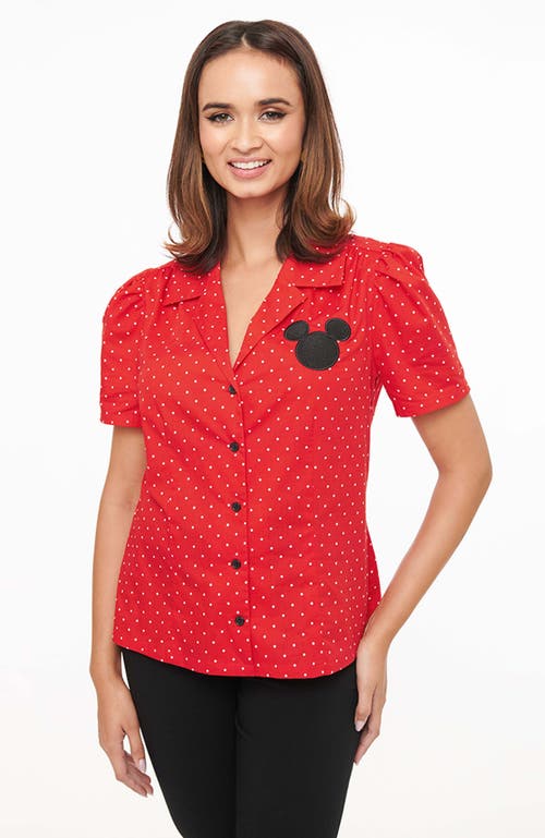 UNIQUE VINTAGE UNIQUE VINTAGE 1940S SHORT SLEEVE COLLARED BUTTON DOWN WOVEN BLOUSE