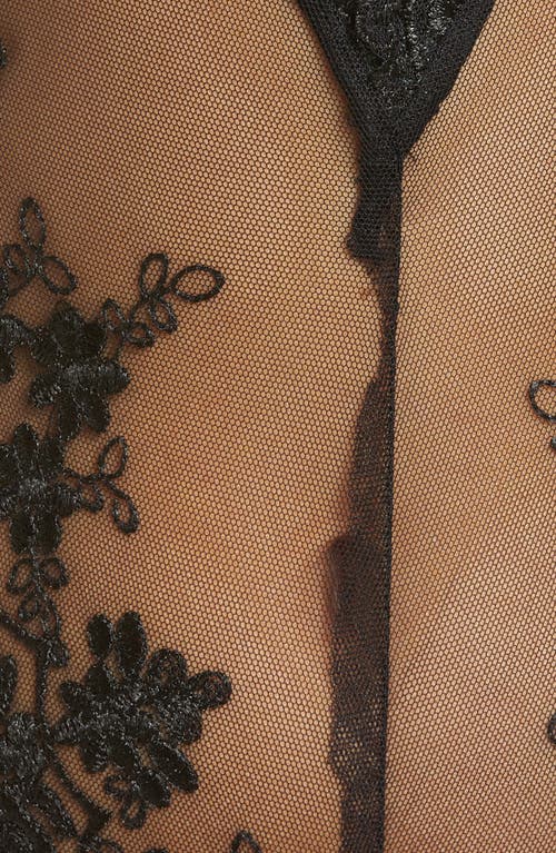 Oh La La Cheri Paulette Lace Trim Satin Thong Bodysuit In Dark Green/black
