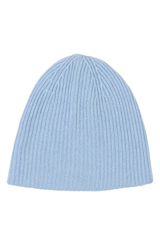 Amicale Cashmere Double Layer Rib Knit Hat In Light Blue