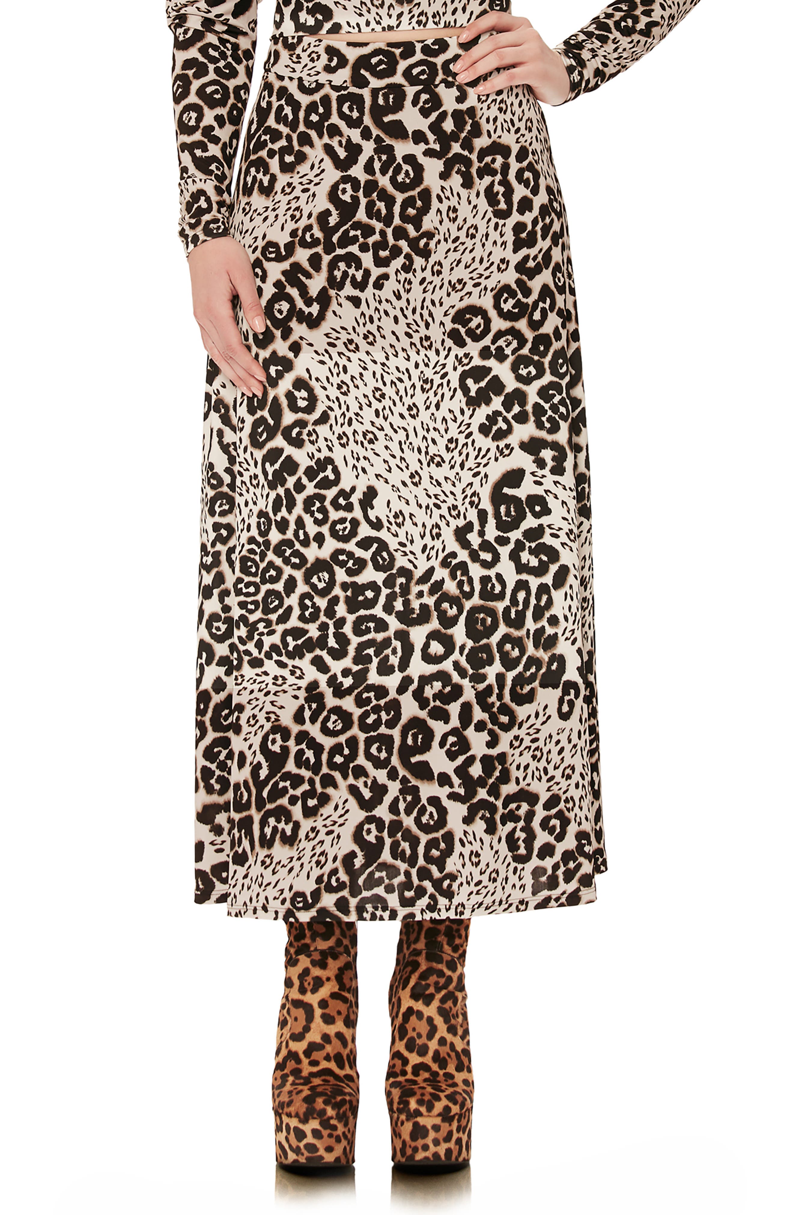 mid length leopard skirts junior