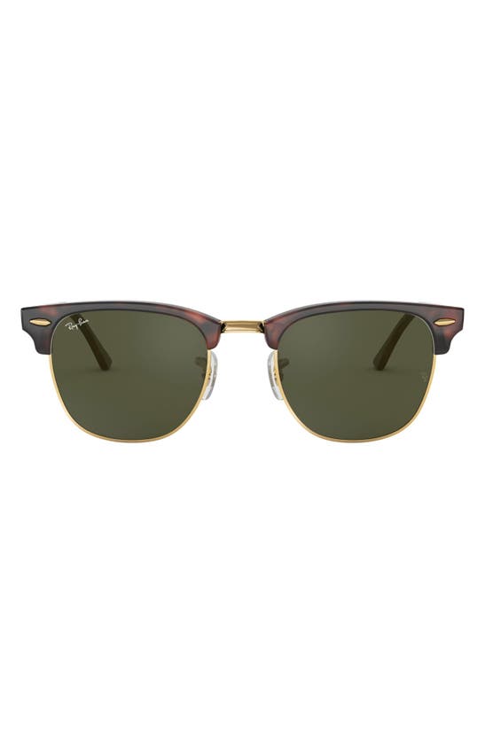 Ray Ban Unisex Polarized Low Bridge Fit Sunglasses, Rb3016f Clubmaster Classic 55 In Dark Tortoise