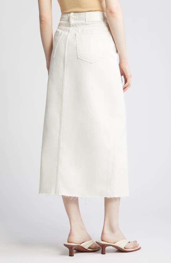 Hidden Jeans Front Slit Denim Midi Skirt In White