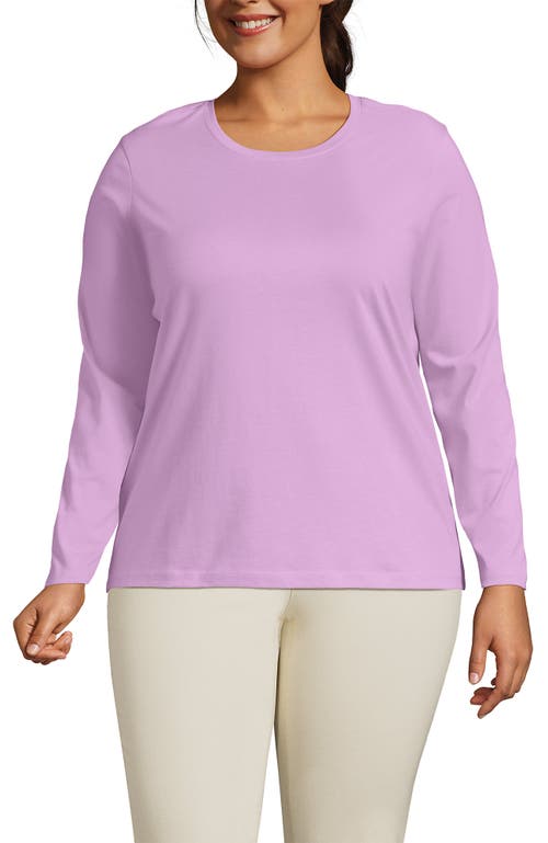 Shop Lands' End Plus Size Relaxed Supima Cotton Long Sleeve Crew Neck T-shirt In Pink Amethyst