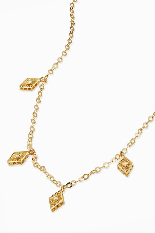 Oradina Women's 14k Yellow Gold Roma Diamond Station Charm Necklace In Yellow Gold