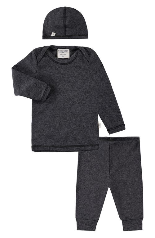 Shop Paigelauren Rib Sweatshirt, Joggers & Beanie Set In Black