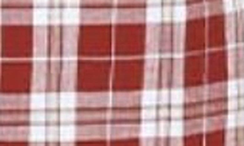 Shop Jachs Madras Plaid Short Sleeve Cotton Button-down Shirt In Burgundy Plaid Madras