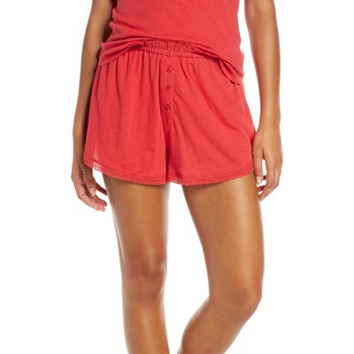 The Great. The Lace Pajama Shorts, Red
