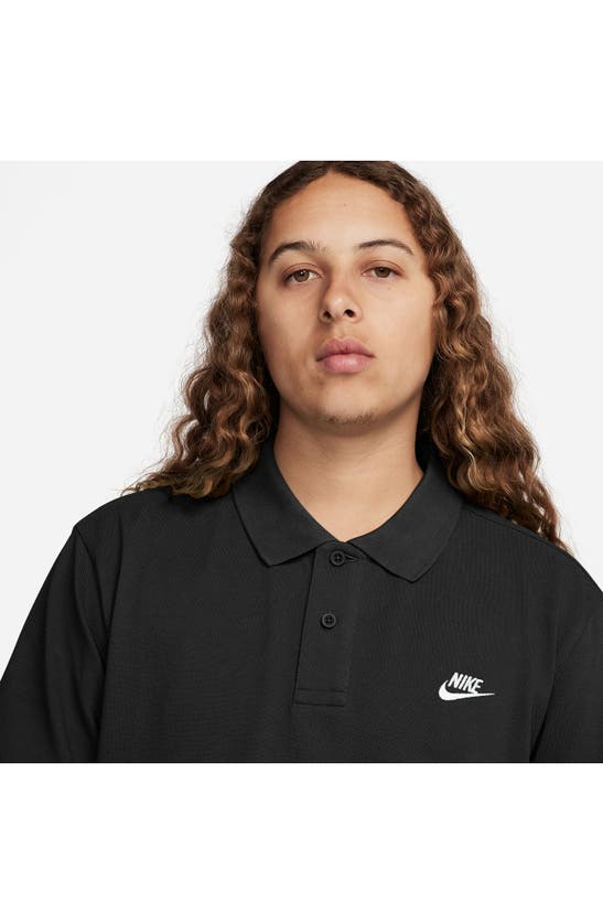 Shop Nike Club Short Sleeve Polo In Black/ White