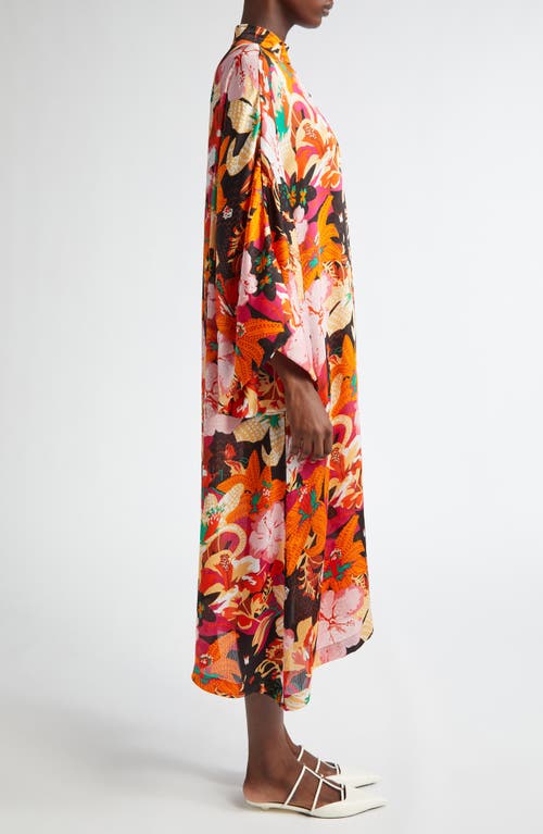 La Vie Style House Hibiscus Print Cover-up Caftan In Multi