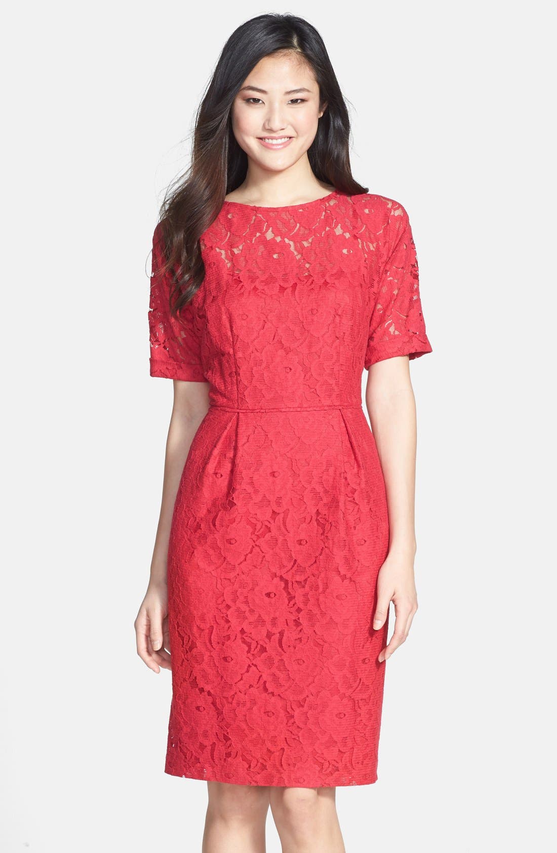 Adrianna Papell Elbow Sleeve Lace Sheath Dress Nordstrom