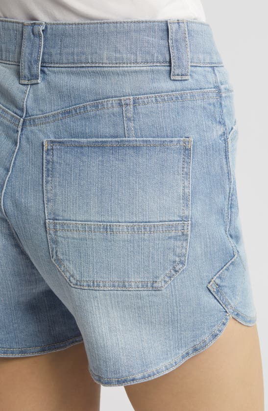 Shop Wit & Wisdom 'ab'solution Skyrise Tulip Hem Denim Shorts In Powder Blue Artisanal