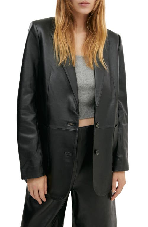 MANGO Pieced Leather Jacket in Black at Nordstrom, Size Medium