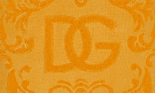 Shop Dolce & Gabbana Dolce&gabbana Dg Logo Cotton Terry Cloth Outdoor Accent Pillow In Gold