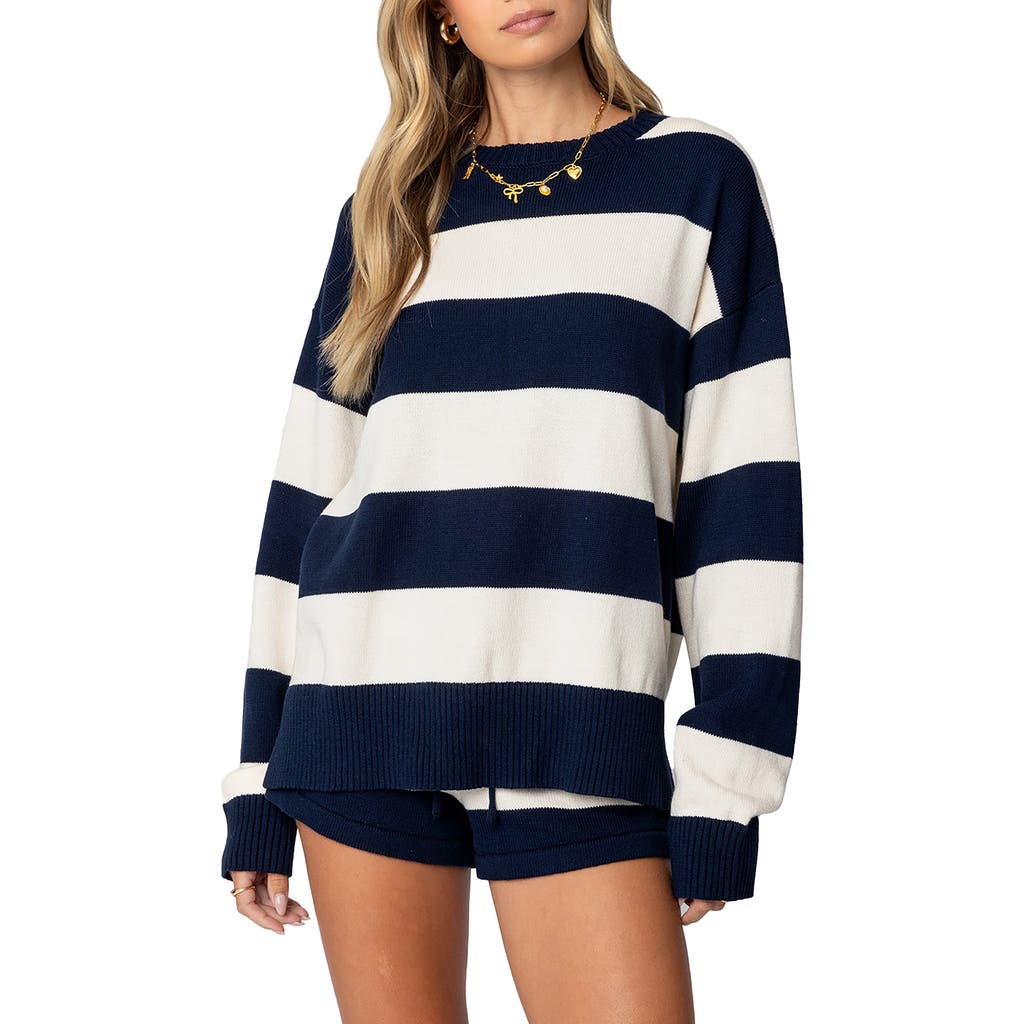 EDIKTED EDIKTED RILEY OVERSIZE STRIPE COTTON SWEATER