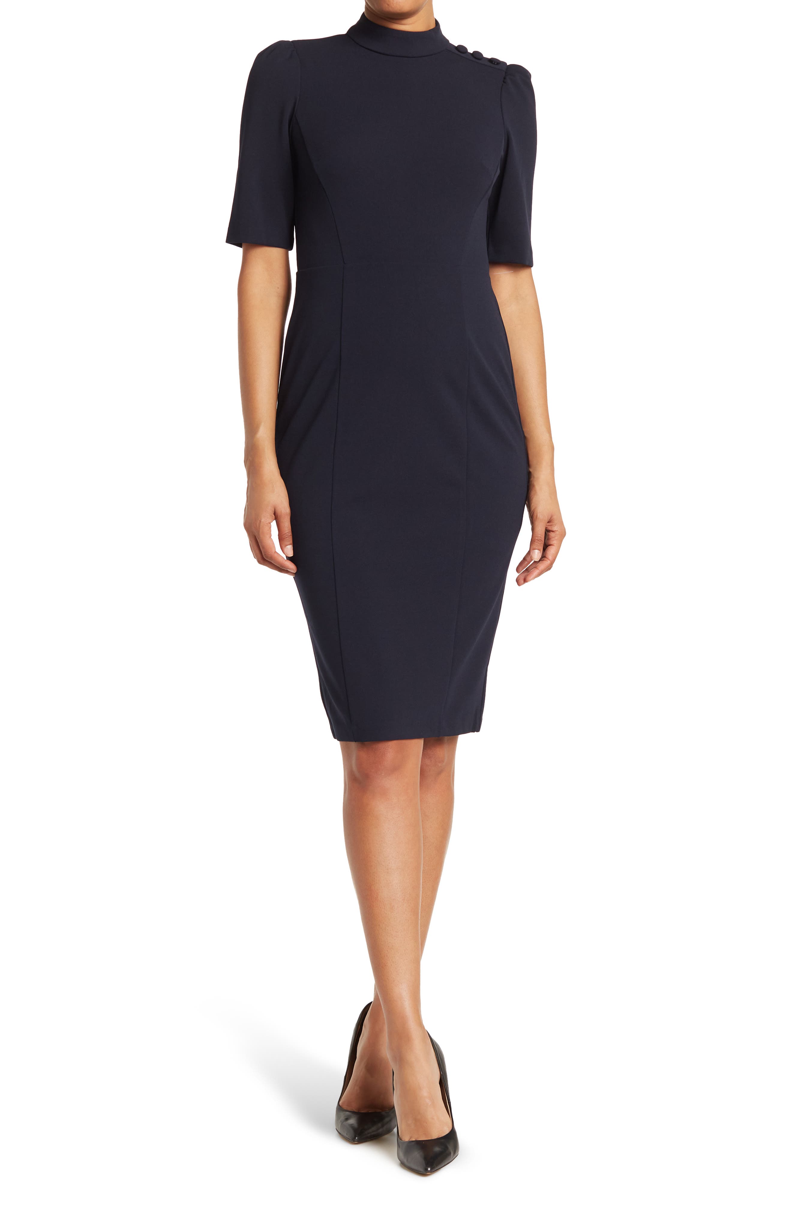 Donna Morgan Mock Neck Sheath Dress 