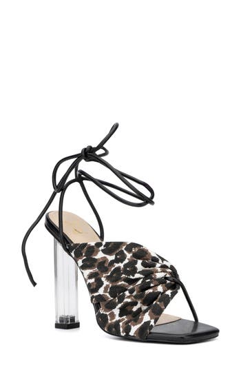New York And Company Carolle Womens Animal Print Square Toe Heels In Black/whit