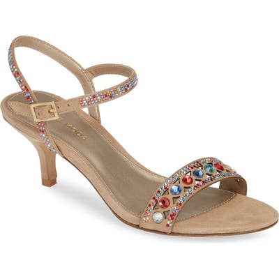 Pelle Moda Ilsa Crystal Embellished Sandal- Beige