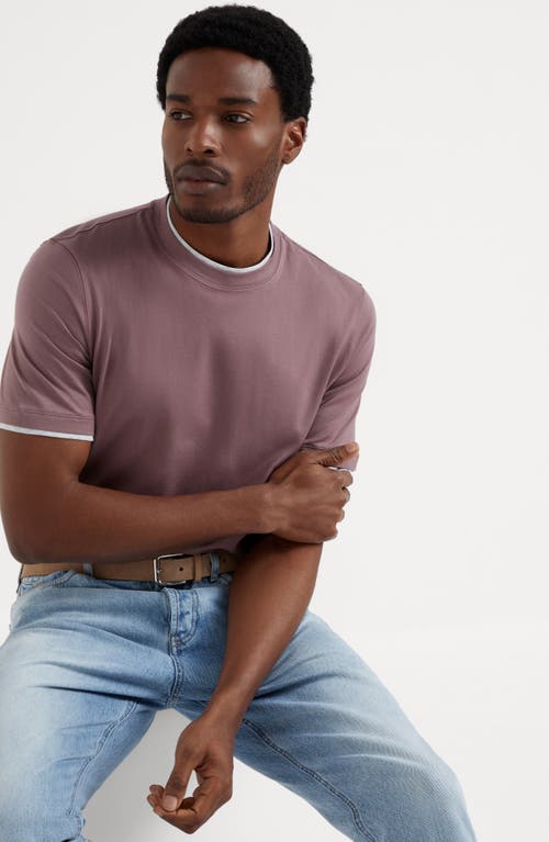 Shop Brunello Cucinelli T-shirt With Faux-layering In Light Purple