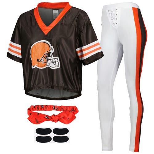 JERRY LEIGH Women's Brown Cleveland Browns Game Day Costume Sleep Set