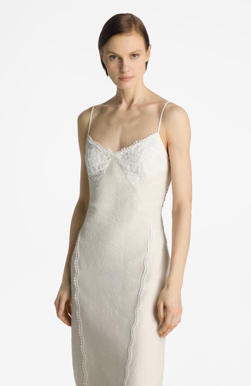 St John Mixed Media Slip Dress In Ecru Lurex Multi
