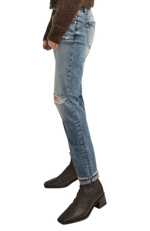 SILVER JEANS CO. SILVER JEANS CO. BOYFRIEND RIPPED CUFF SLIM LEG JEANS 