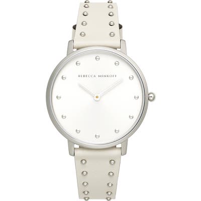 Rebecca Minkoff Major Stud Leather Strap Watch, 35Mm