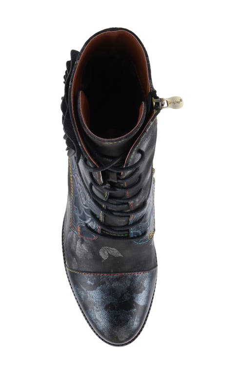 L'artiste By Spring Step Roselia Lace-up Cap Toe Bootie In Black Multi