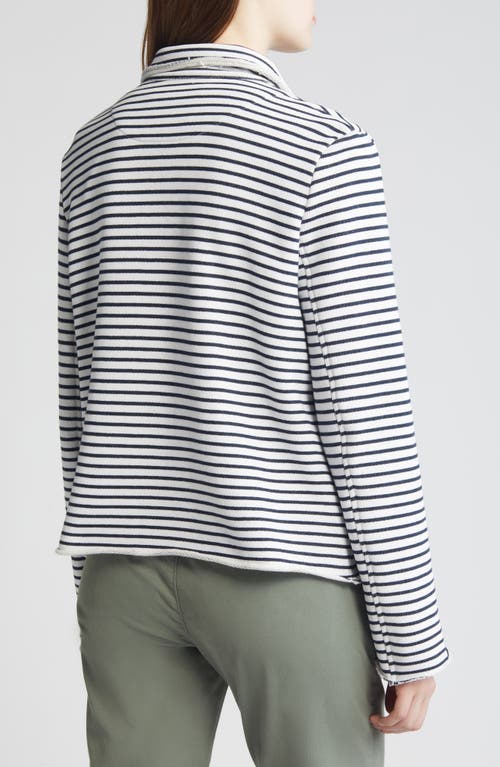 Shop Frank & Eileen Mini Belfast Crop Knit Peacoat In White And British Royal Navy