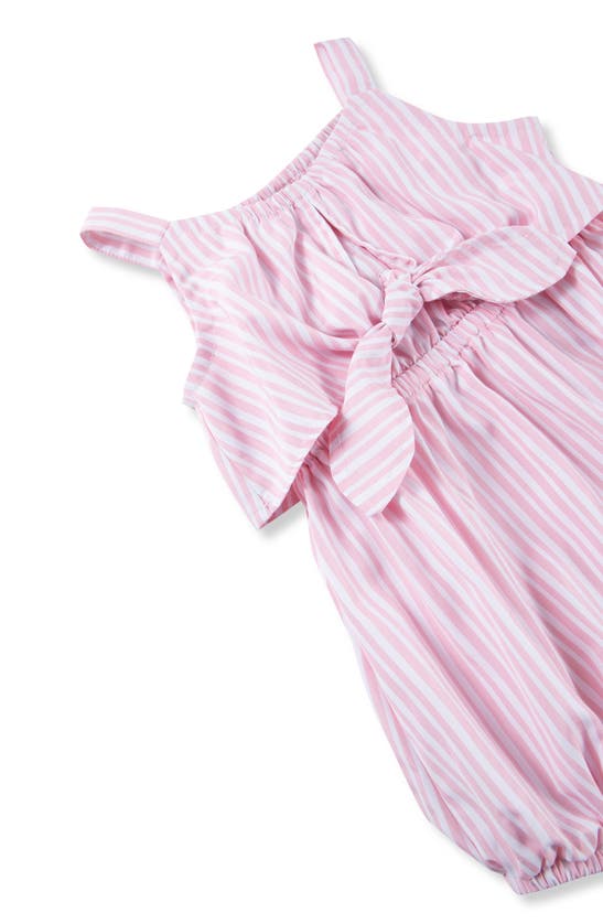 Shop Habitual Stripe Tie Front Bubble Romper In Light Pink