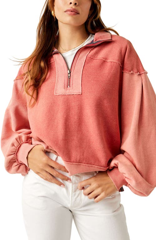 Shop Free People Kassey Half Zip Sweatshirt In Cherry