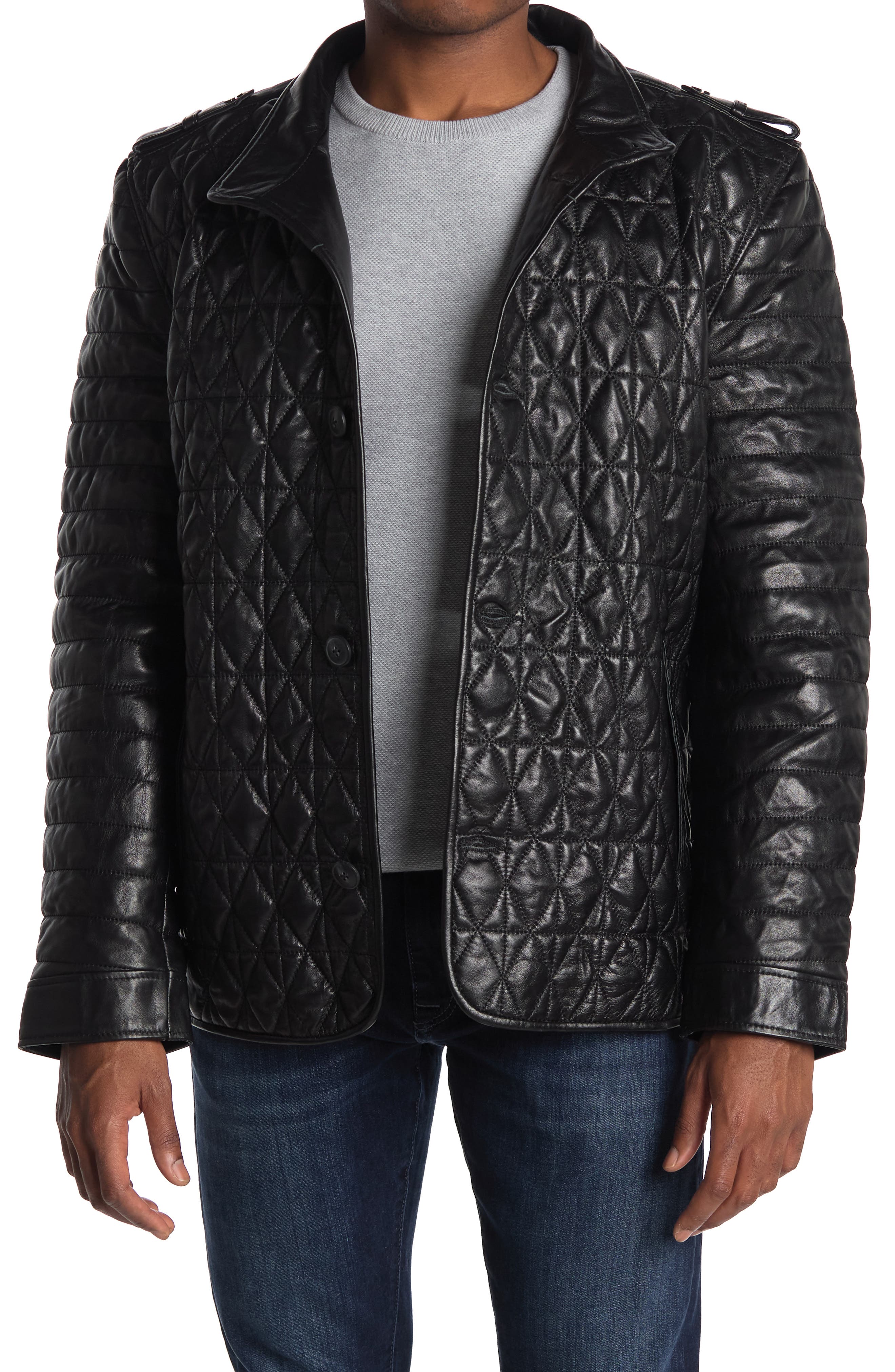 black leather field jacket