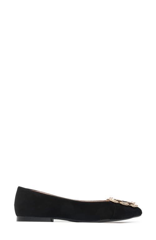 Shop Patricia Green Celine Chain Link Flat In Black Suede