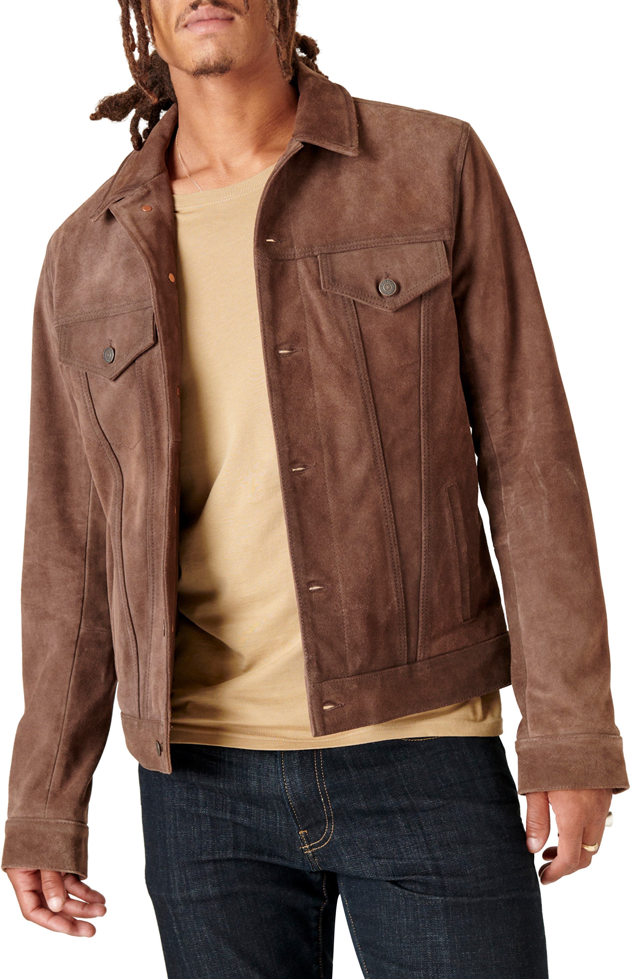 lucky brand suede trucker jacket