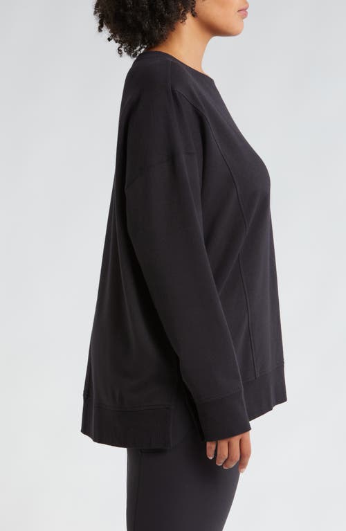 Zella Luxe French Terry Sweatshirt In Black