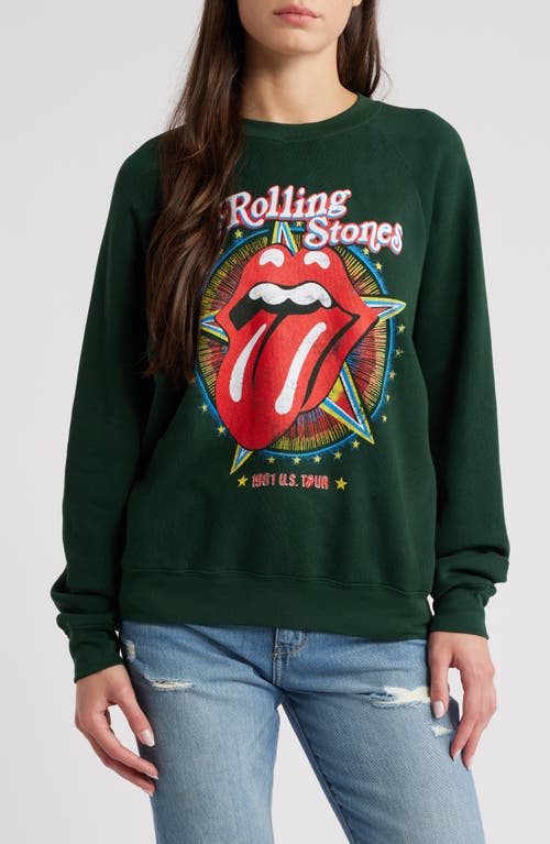 Shop Daydreamer Rolling Stones Fleece Graphic Sweatshirt In Vintage Green